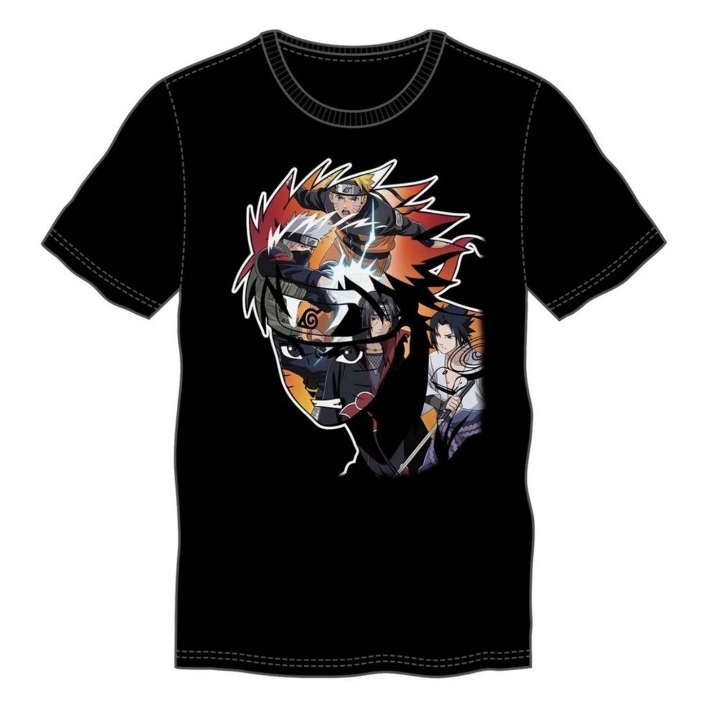 Naruto Shippuden‎ Graphic T-Shirt Men XL Black New Anime Collage Kakashi Sasuke